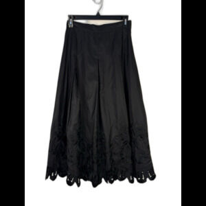 Vintage Talbots 100% Silk A-Line Maxi Skirt Black Lace Beaded Size 4 Petite